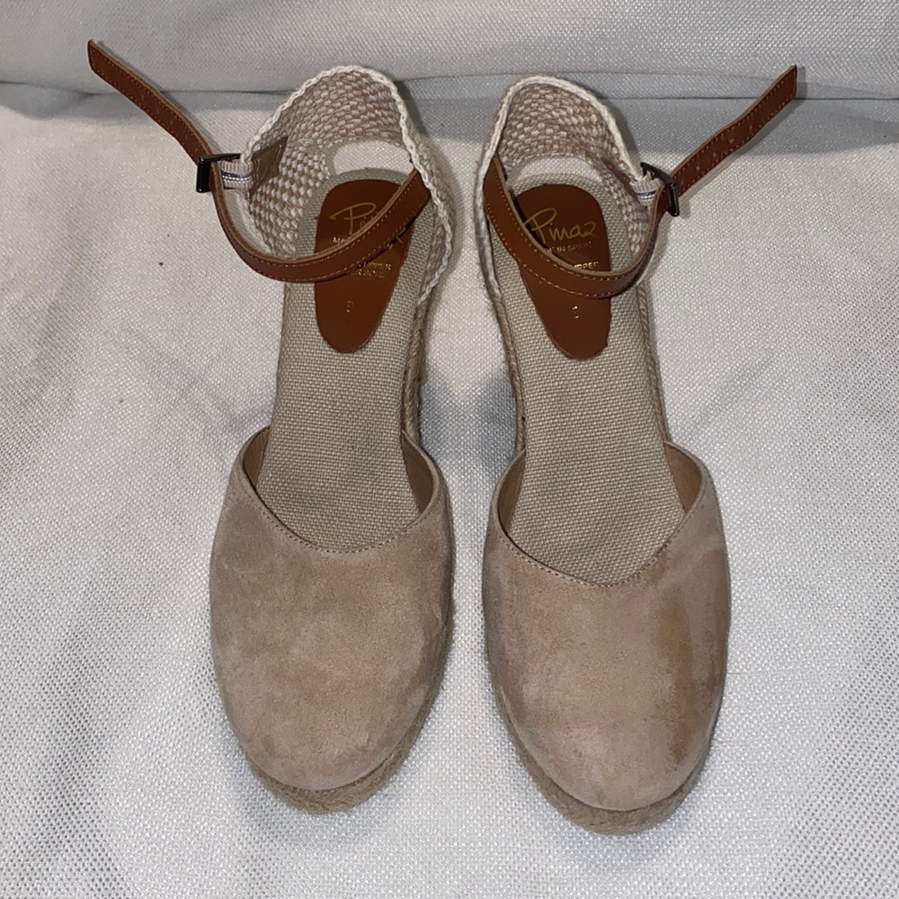 Suede Leather Espadrille Wedge Sandals